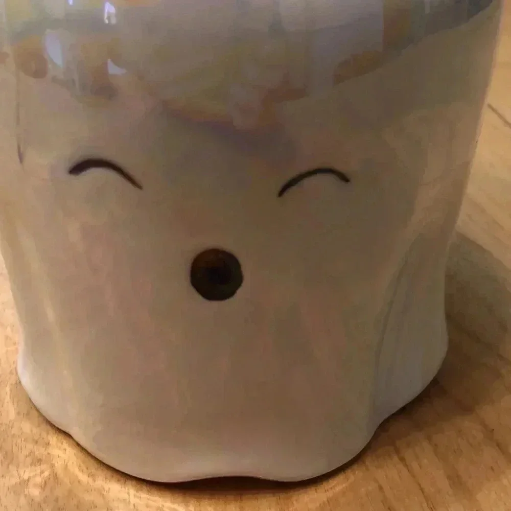 10 Strawberry Street white iridescent Ghost Halloween canister